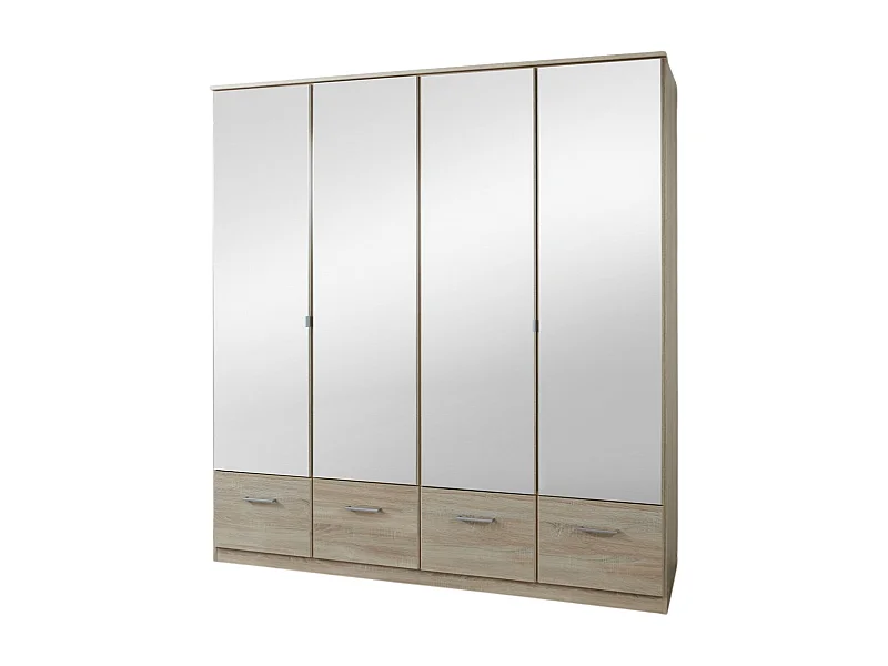 Armario 4 puertas con espejo y 4 cajones - L179 cm