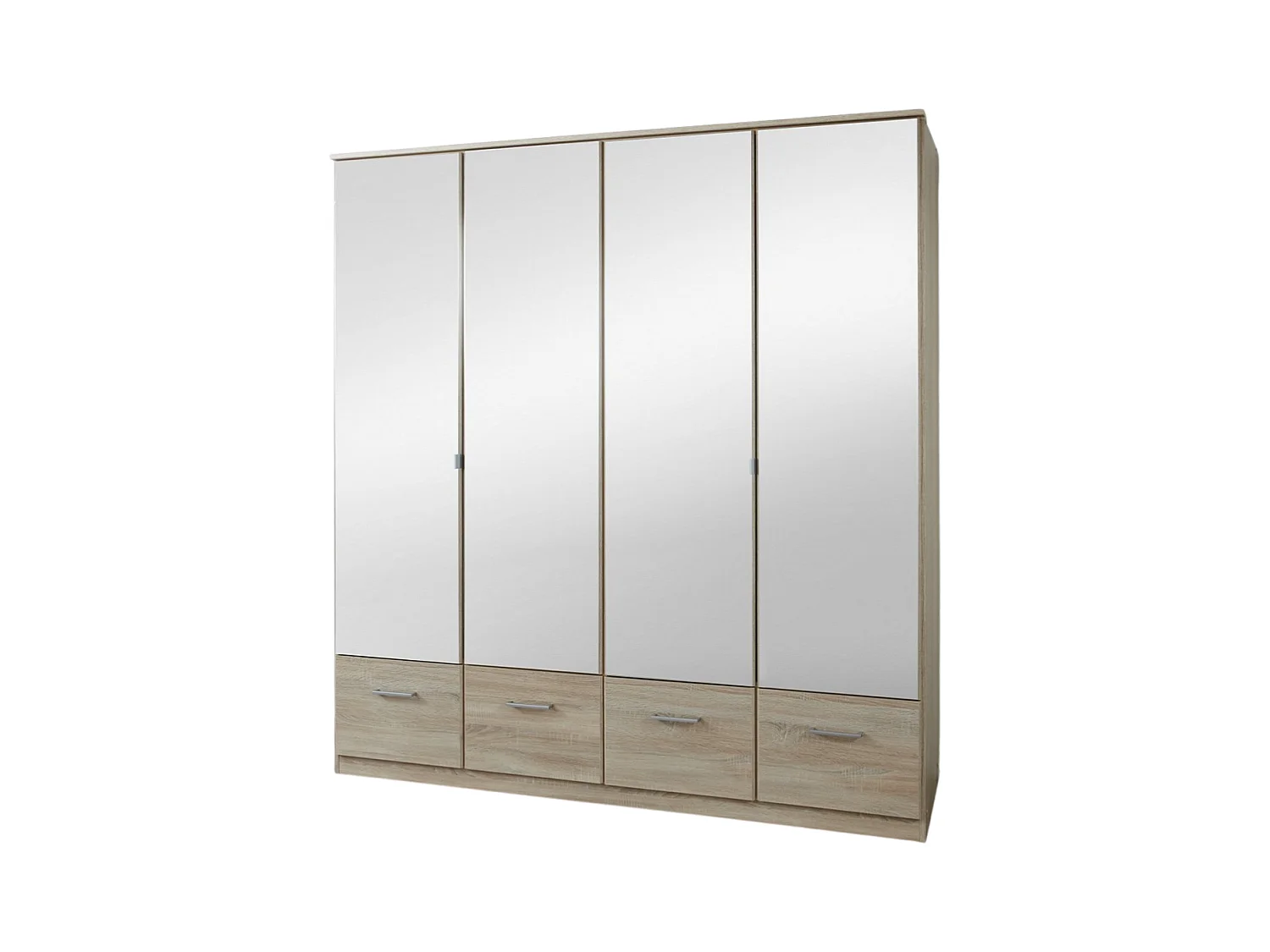 Kleiderschrank mit 4 Spiegeltüren und 4 Schubladen - L179 cm
