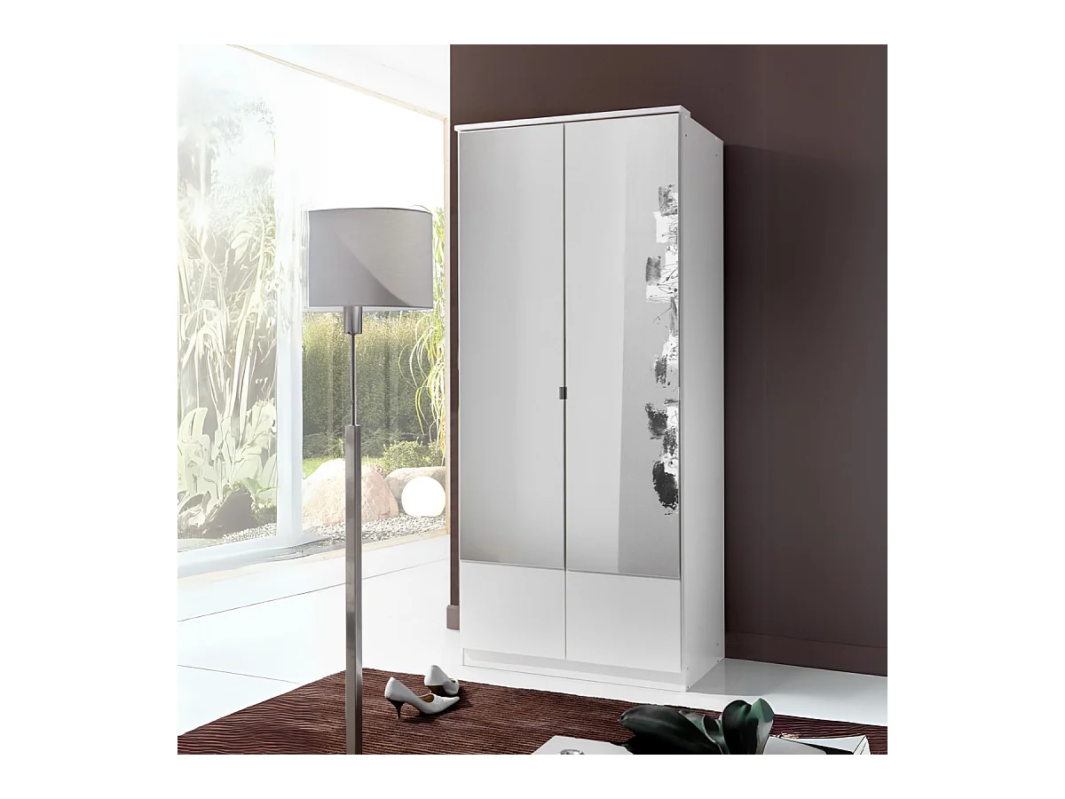 Kleiderschrank 2-türig Spiegel - L91 cm
