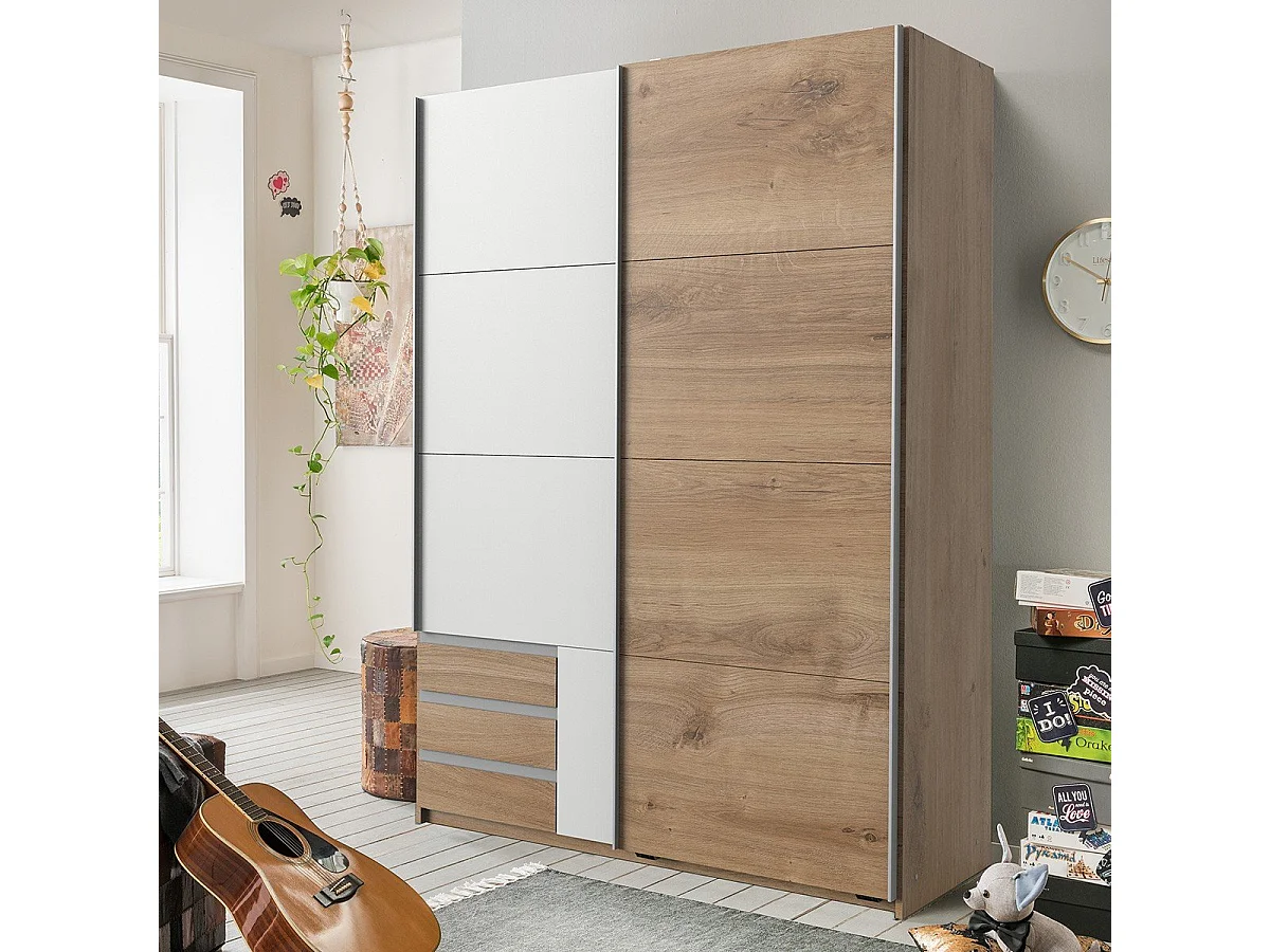 Kleiderschrank mit 2 Schiebetüren - L135 cm