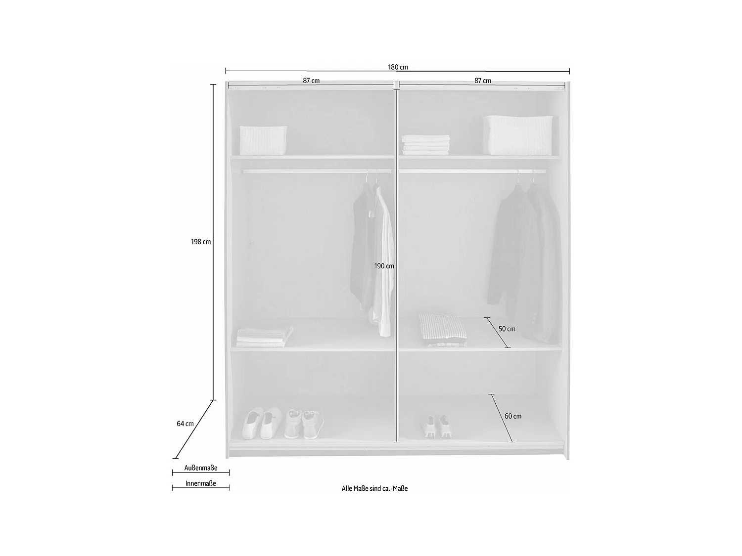 Armoire 2 portes coulissantes avec insert - L180 cm