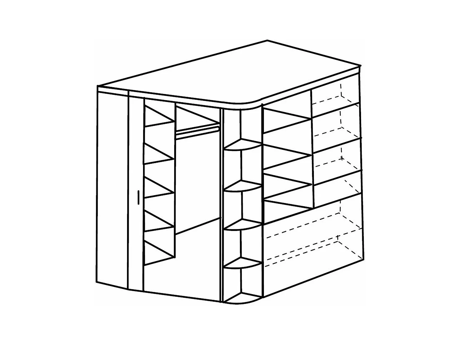 Eckschrank mit umfassender Mehrfachaufbewahrung