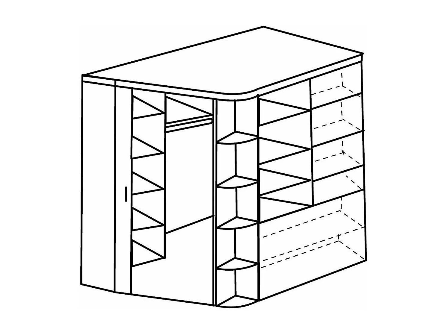 Eckschrank mit umfassender Mehrfachaufbewahrung