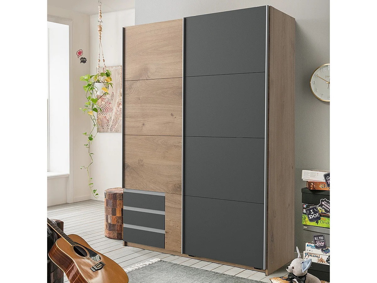 Kledingkast met 2 schuifdeuren - L135 cm