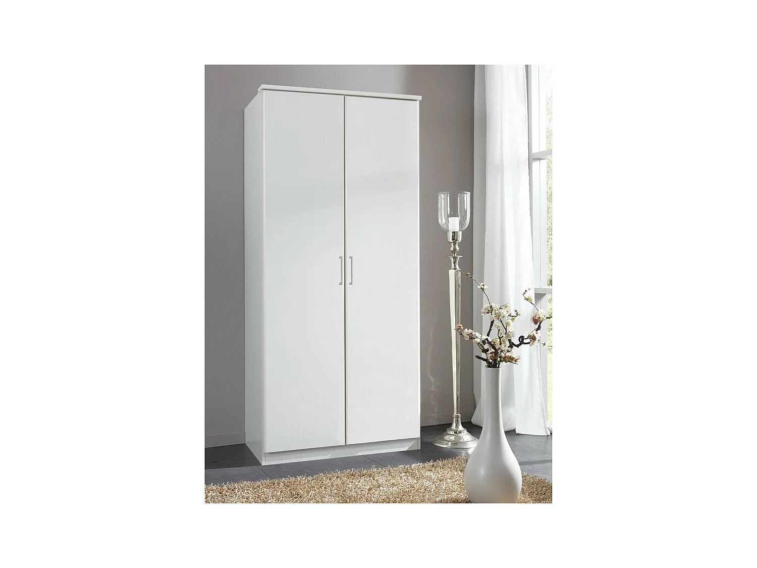 Armoire 2 Portes avec Penderie Intérieure - L91 cm