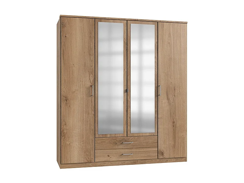 Armoire 2 portes 2 portes miroir et 2 tiroirs - L179 cm