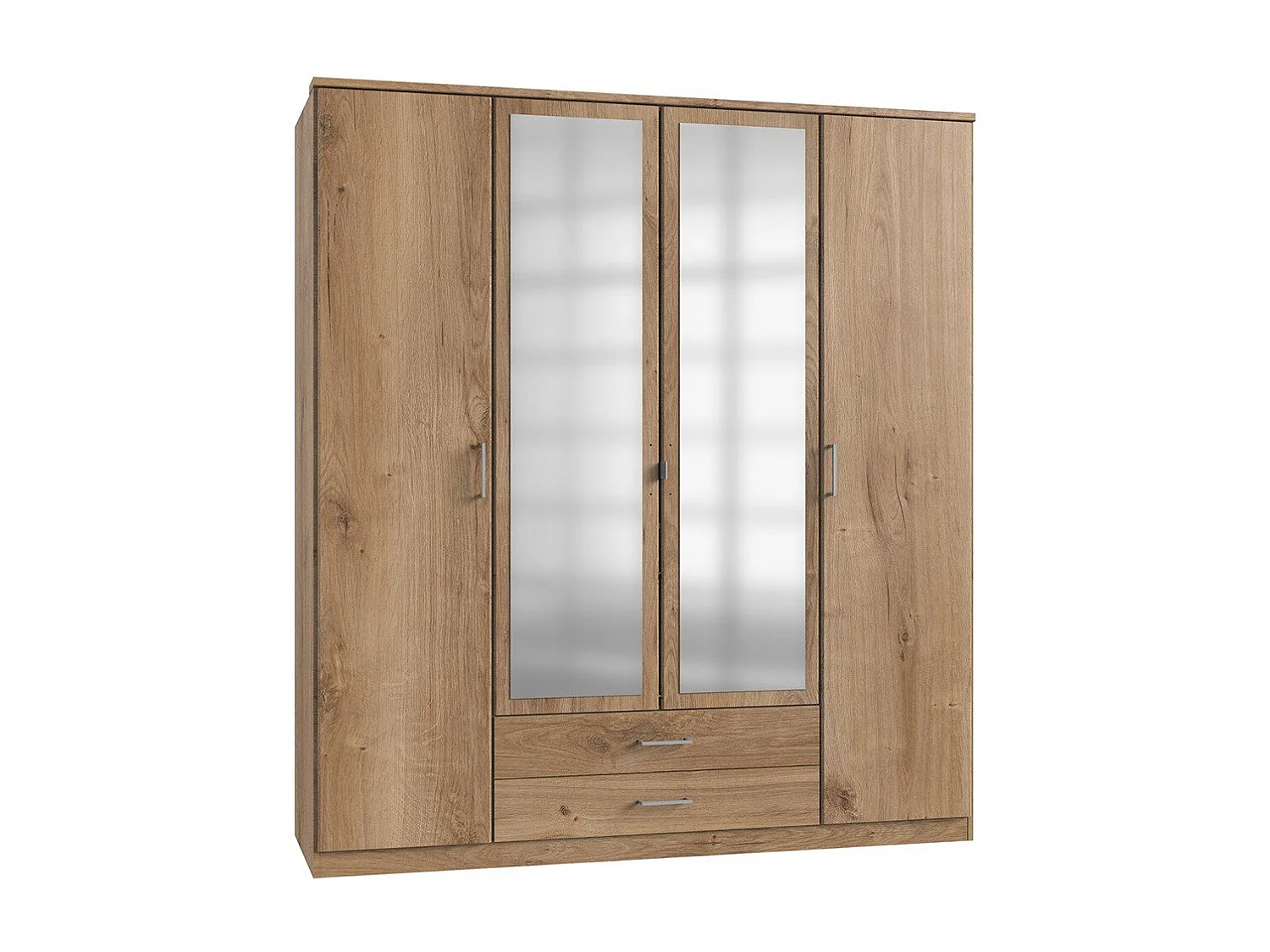 Armoire 2 portes 2 portes miroir et 2 tiroirs - L179 cm