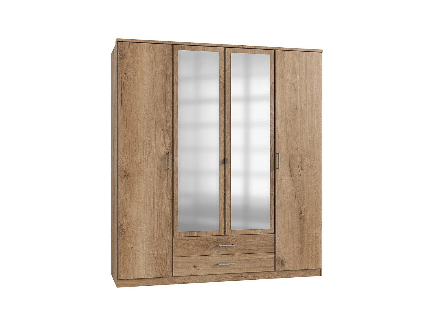 Armoire 2 portes 2 portes miroir et 2 tiroirs - L179 cm