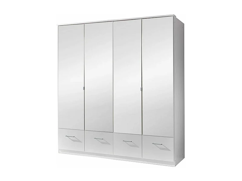 Armoire 4 portes miroir et 4 tiroirs - L179 cm