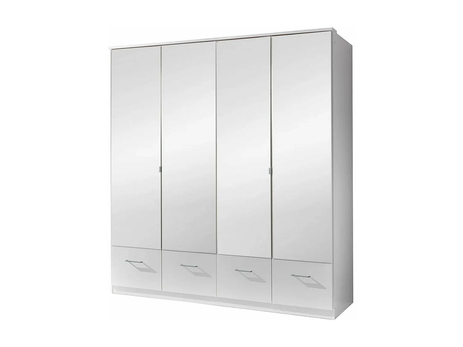 Armoire 4 portes miroir et 4 tiroirs - L179 cm