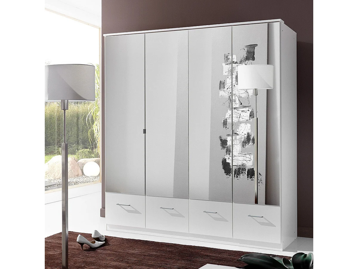 Kast met 4 spiegeldeuren en 4 laden - L179 cm