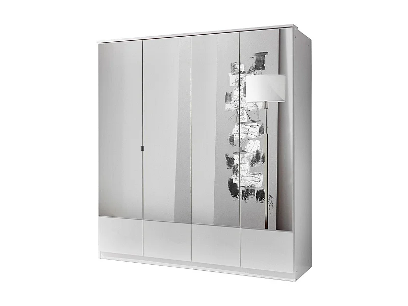 Armoire 4 portes miroir - L179 cm