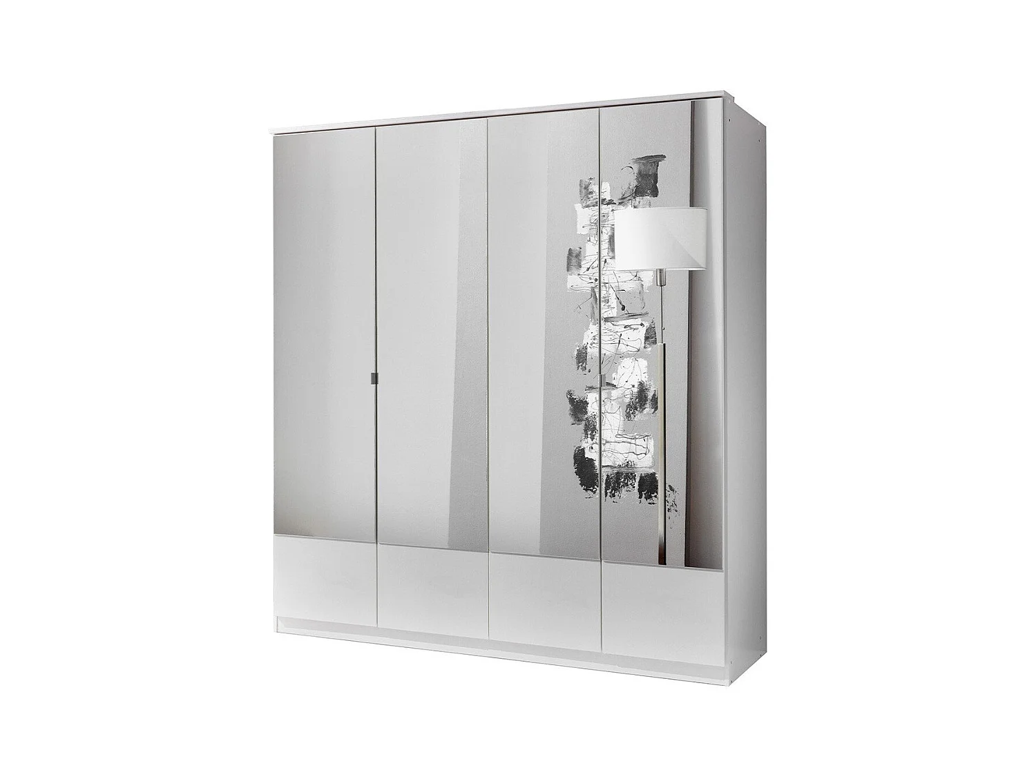 Armoire 4 portes miroir - L179 cm