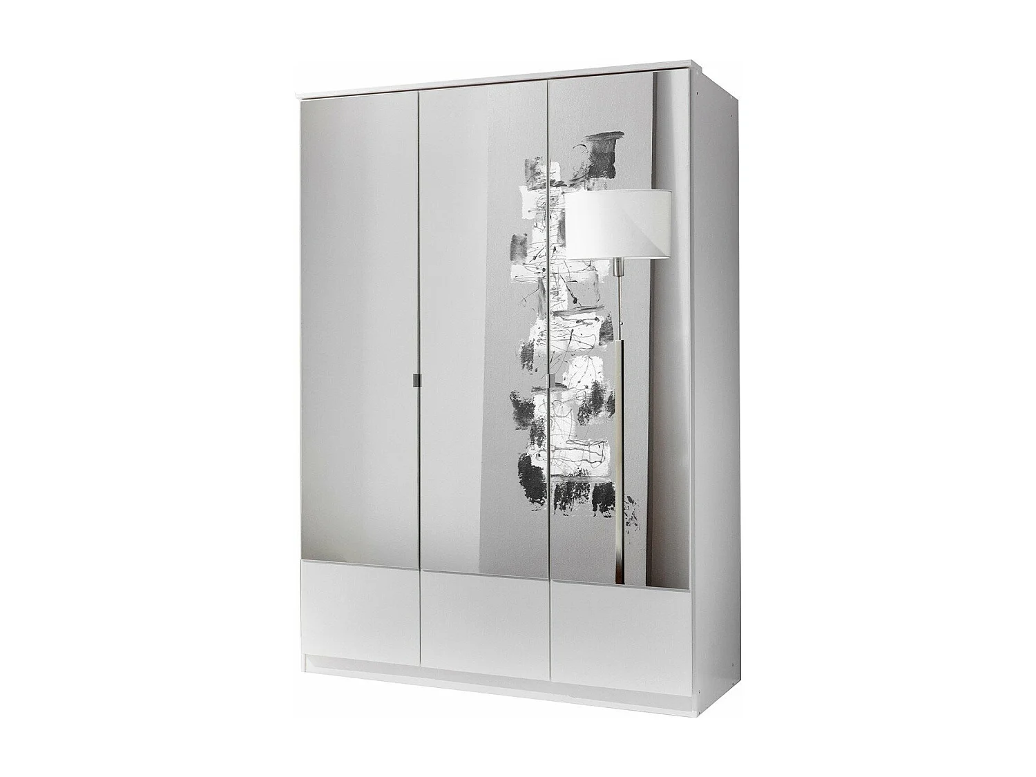 Kleiderschrank mit 3 Spiegeltüren - L135 cm