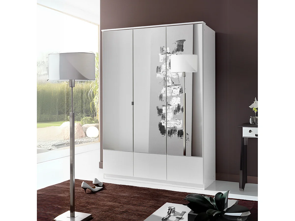Kleiderschrank mit 3 Spiegeltüren - L135 cm