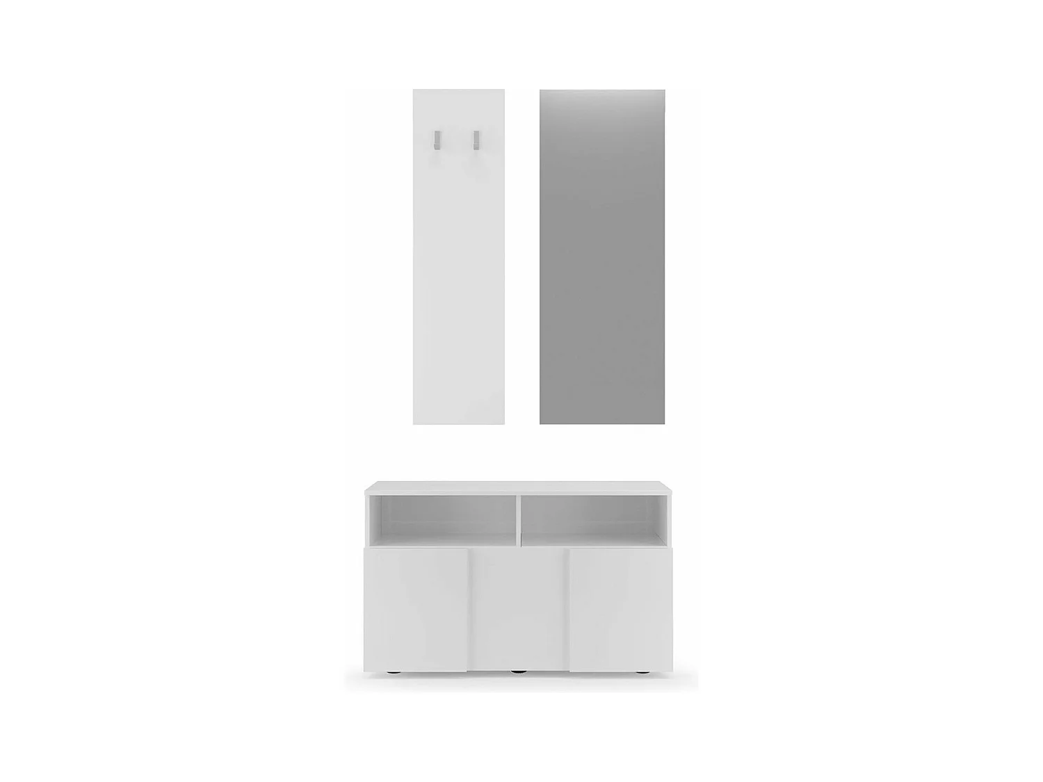 SET 3 piezas con pequeño mueble, perchero de pared y espejo Dama - H165 cm