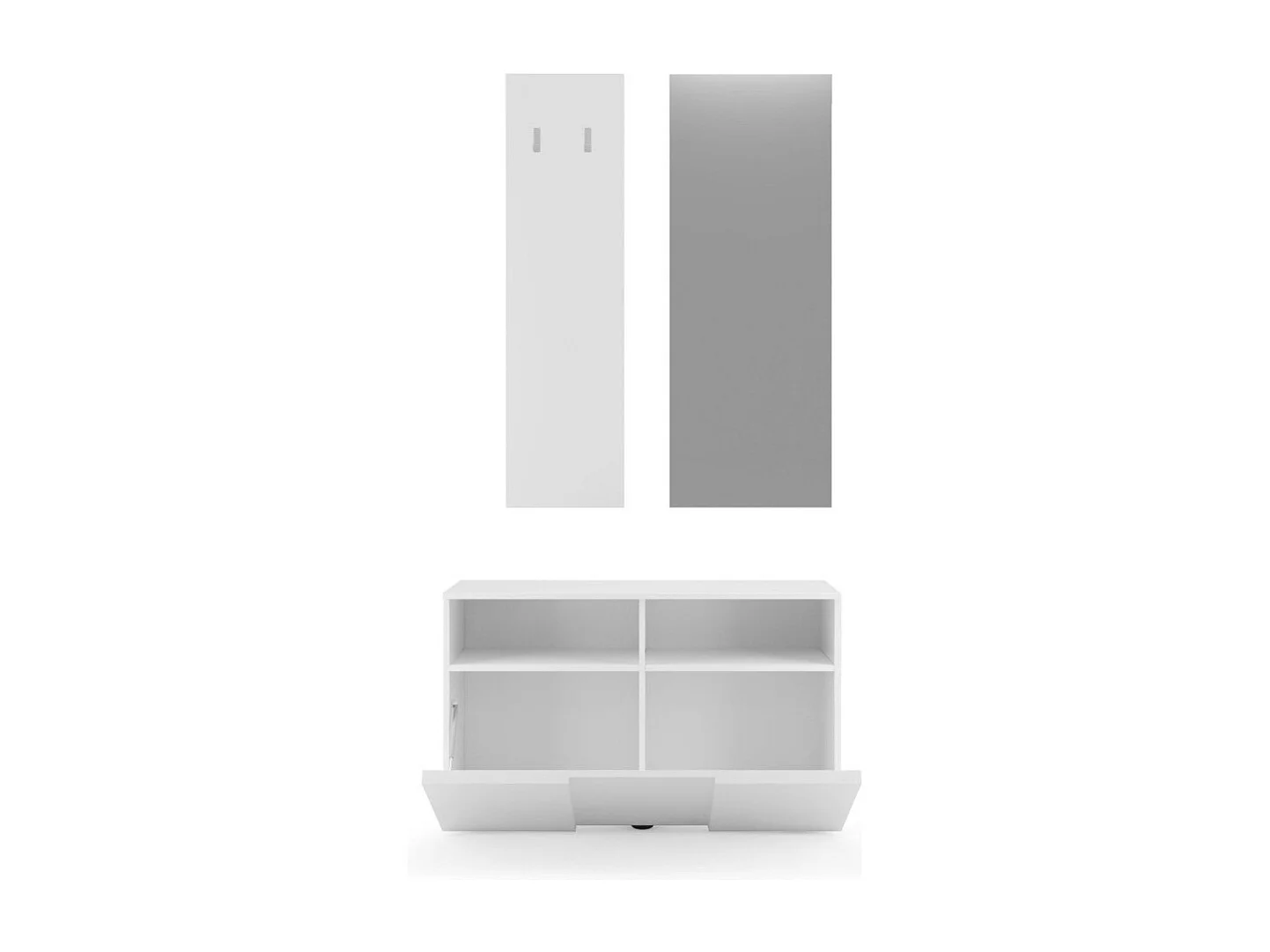 SET 3-teilig mit kleinem Schrank, Wandgarderobe und Spiegel Dama – H165 cm