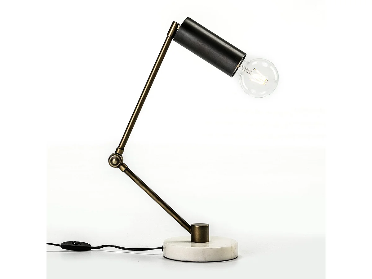 Lampe de table métal noir et pied métal doré Xena