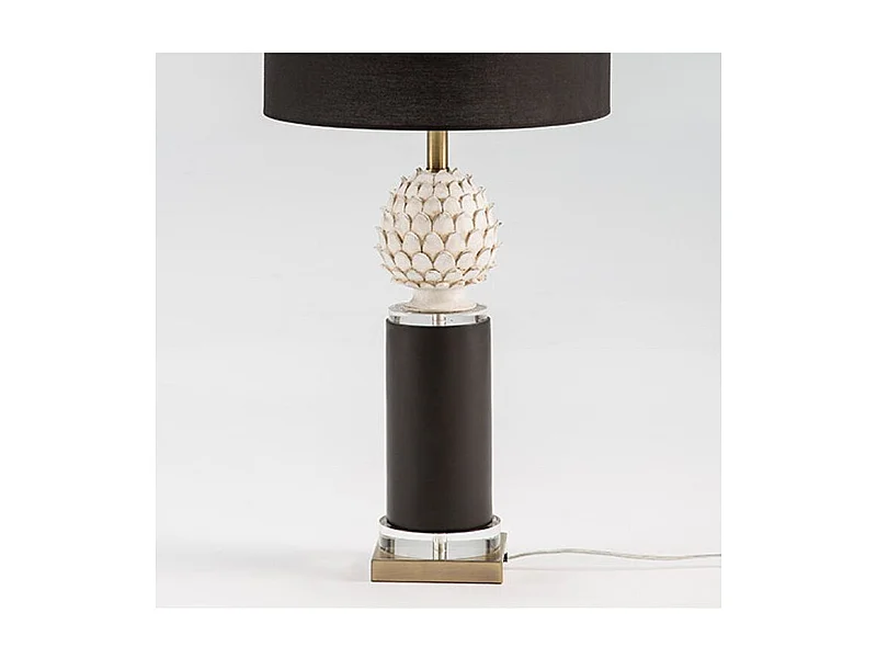 Pied de lampe en métal doré et céramique noir Claudia