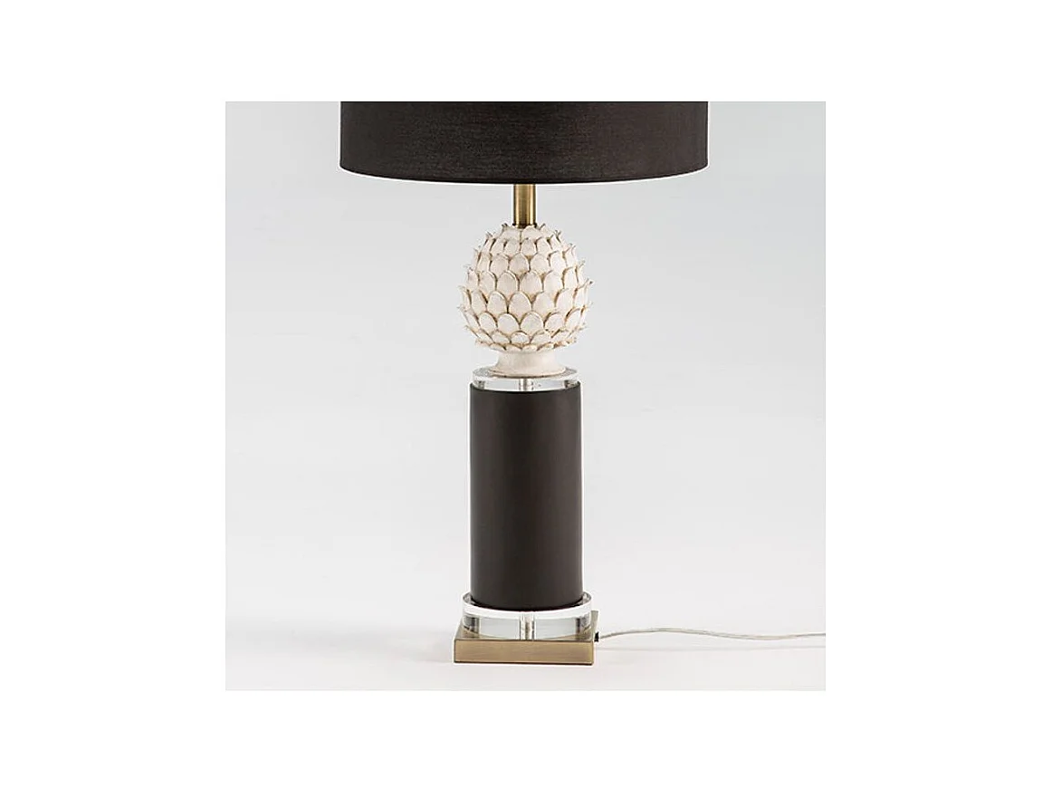 Pied de lampe en métal doré et céramique noir Claudia