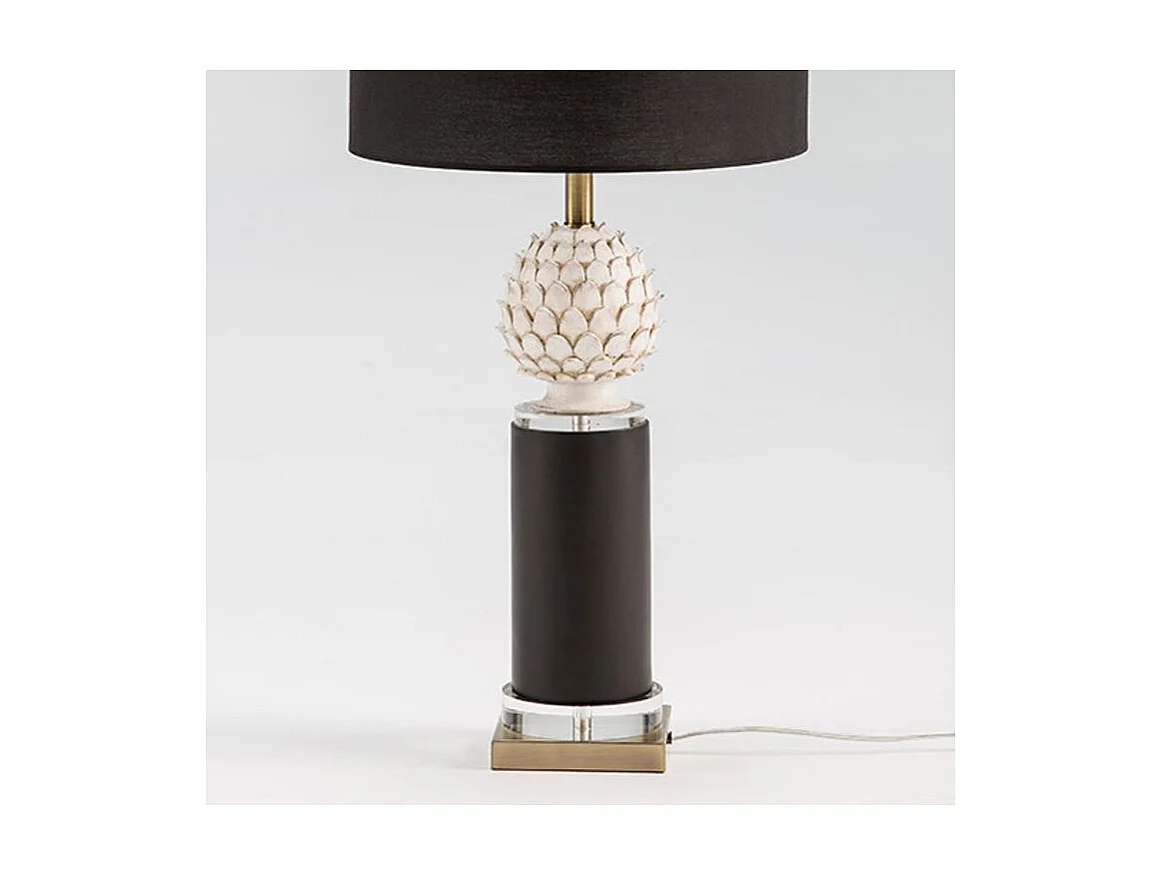 Pied de lampe en métal doré et céramique noir Claudia