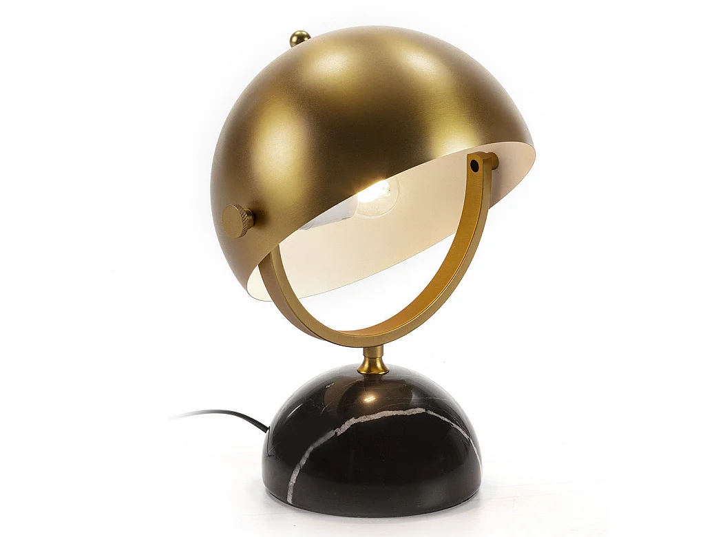 Rangeo tafellamp van goudkleurig metaal en voet van zwart marmer