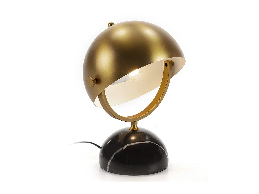 Lampe de table métal doré et pied marbre noir Rangeo