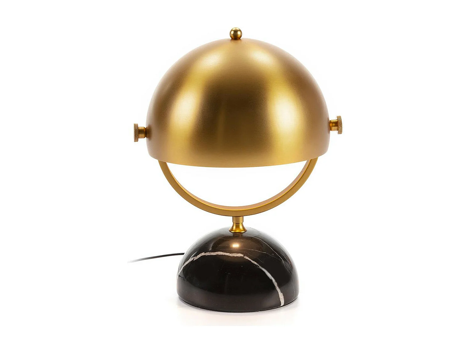 Lampe de table métal doré et pied marbre noir Rangeo