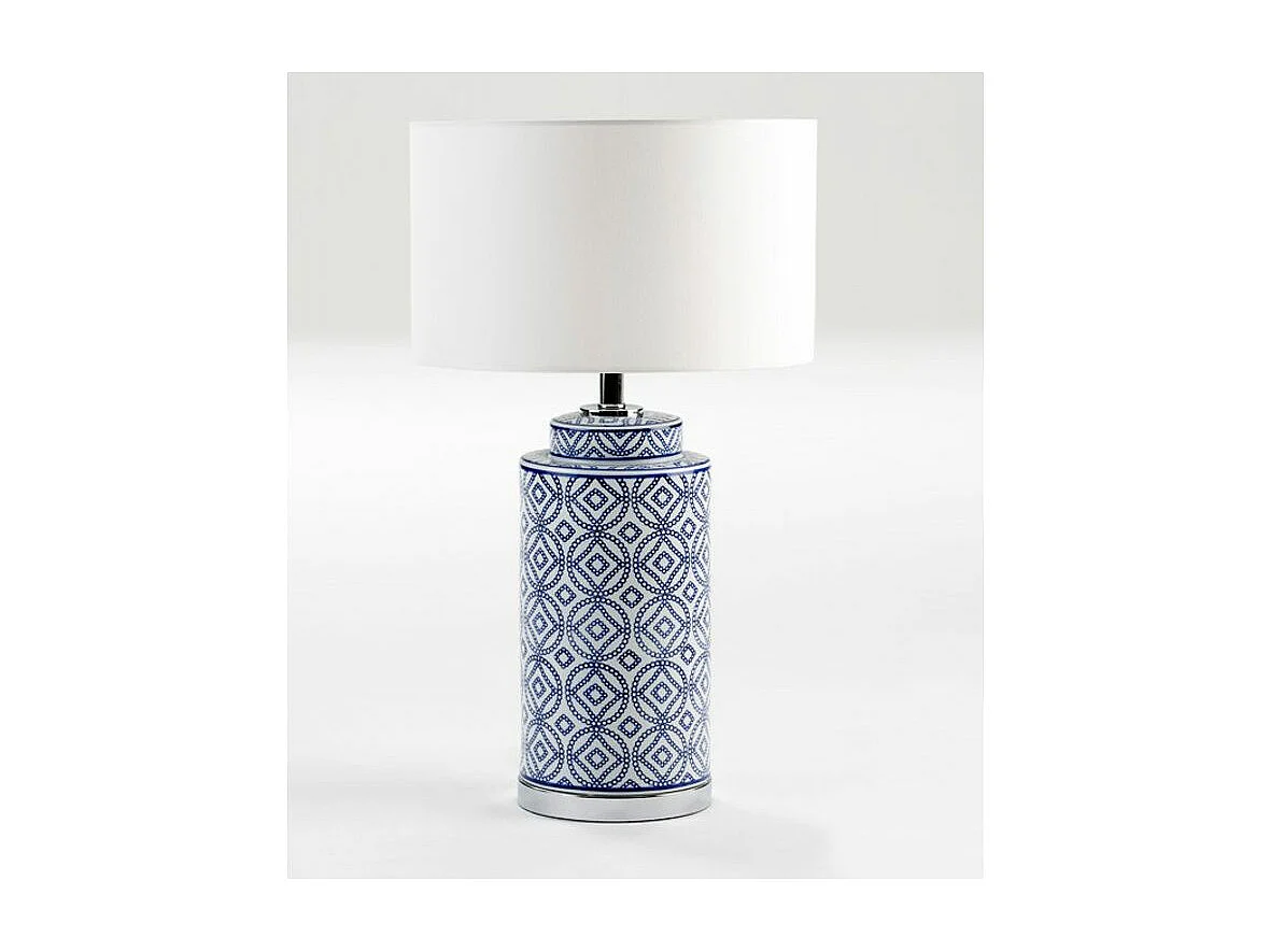Pied de lampe céramique bleu et blanc Charlie H 51