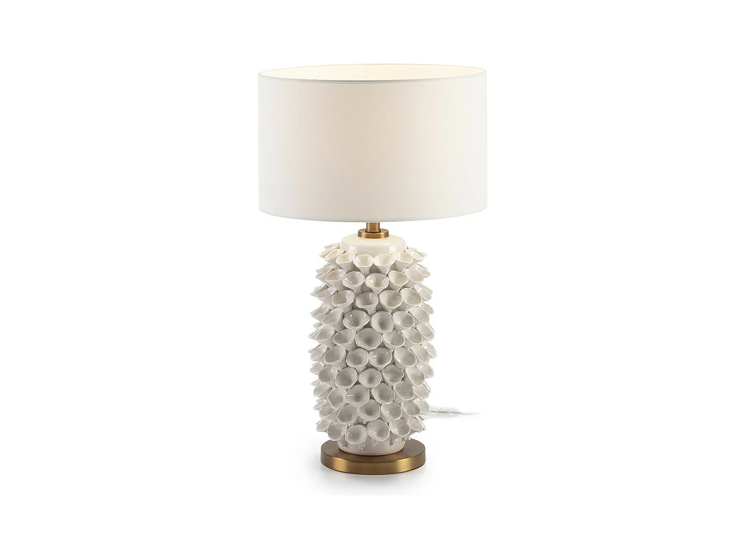 Lampe de table céramique blanc et métal doré Ravel