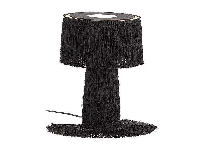 Lampe de table tissu à franges noir Angie 2