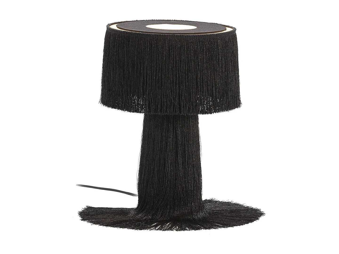 Lampe de table tissu à franges noir Angie 2