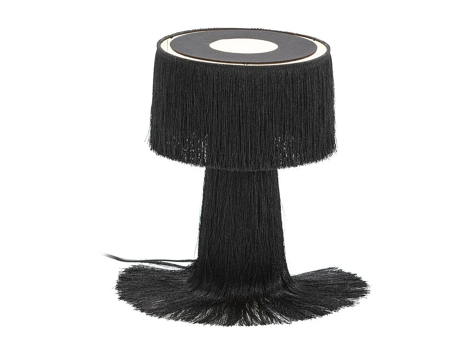 Lampe de table tissu à franges noir Angie 2