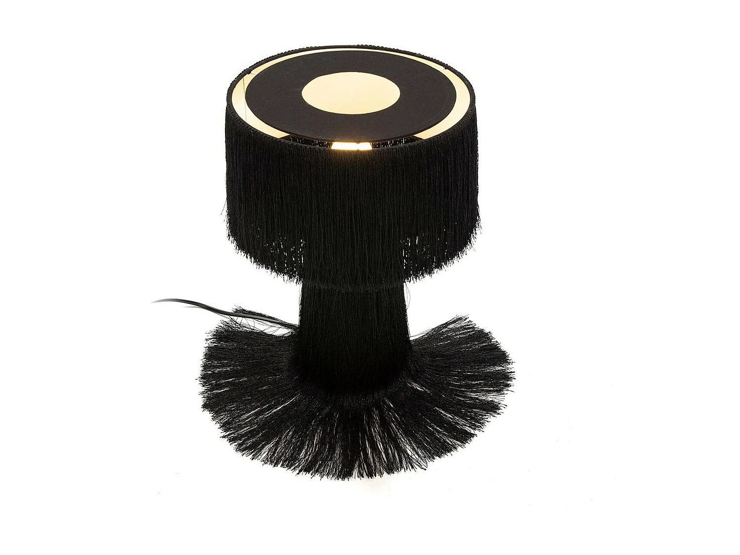 Lampe de table tissu à franges noir Angie 2