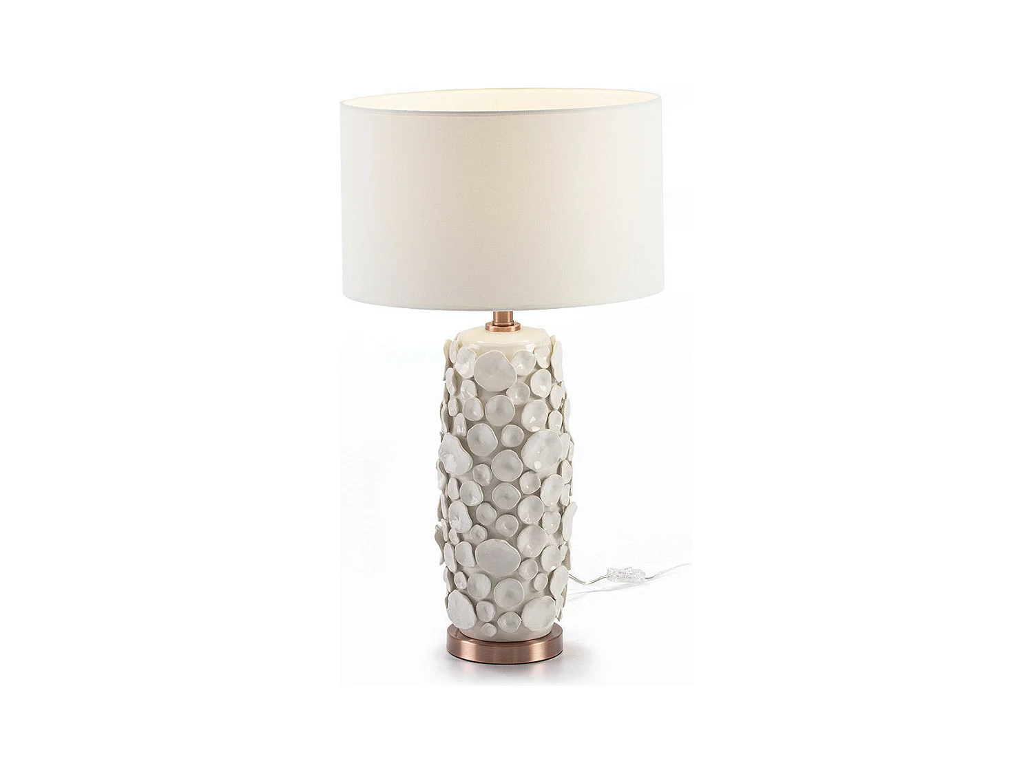 Lampe de table céramique blanc et métal cuivré Ravel D 17cm