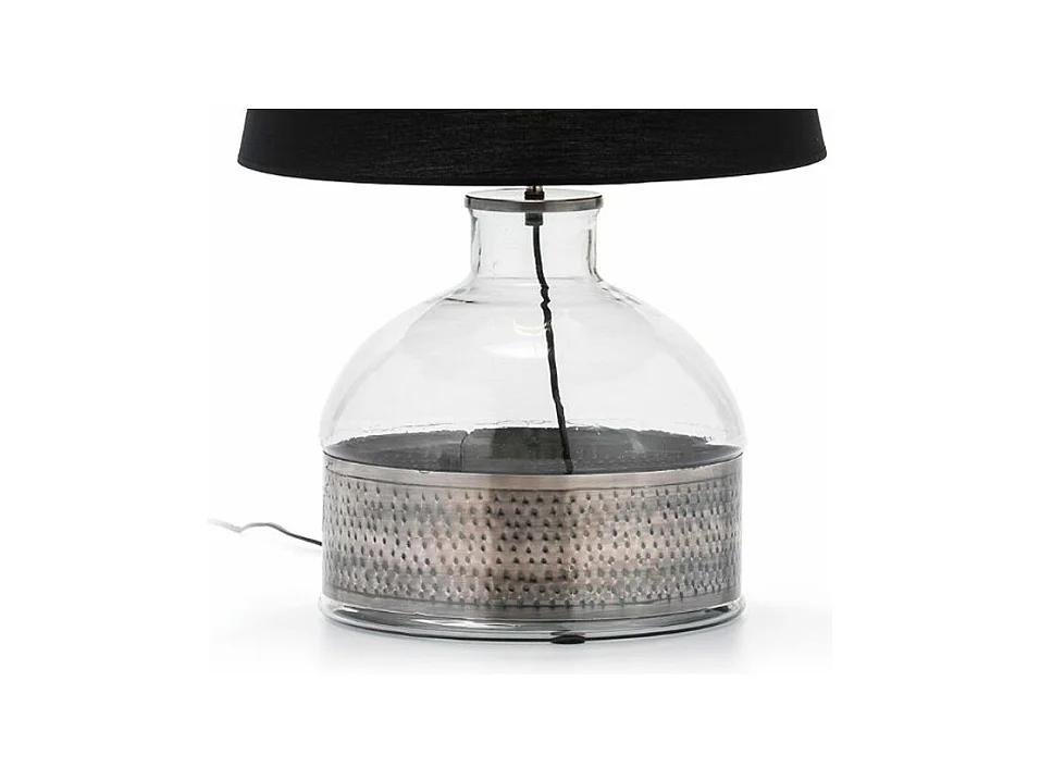 Pied de lampe verre et métal argenté Biou