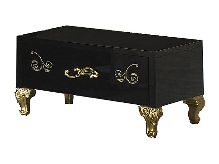 Nachtkastje 1 lade zwart en goudgelakt houtdesign Jade 60 cm