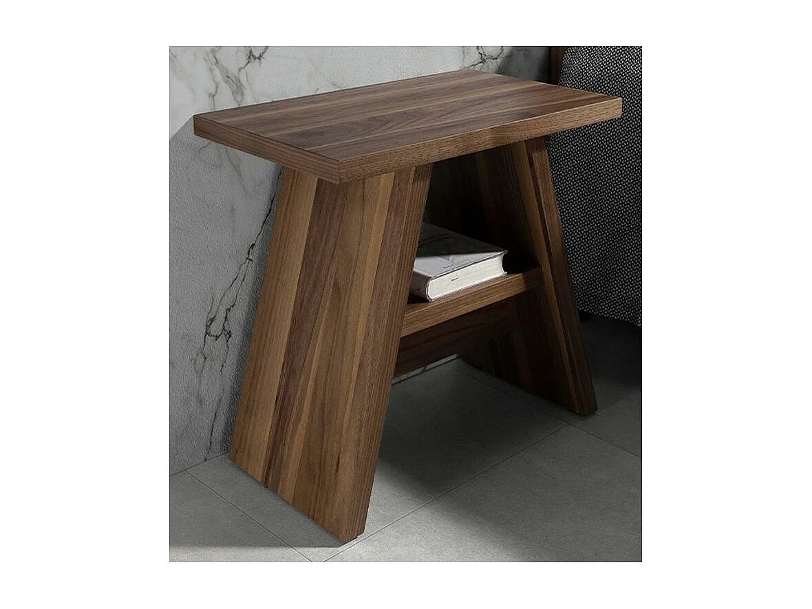 Table de chevet en bois de noyer marron foncé Alex