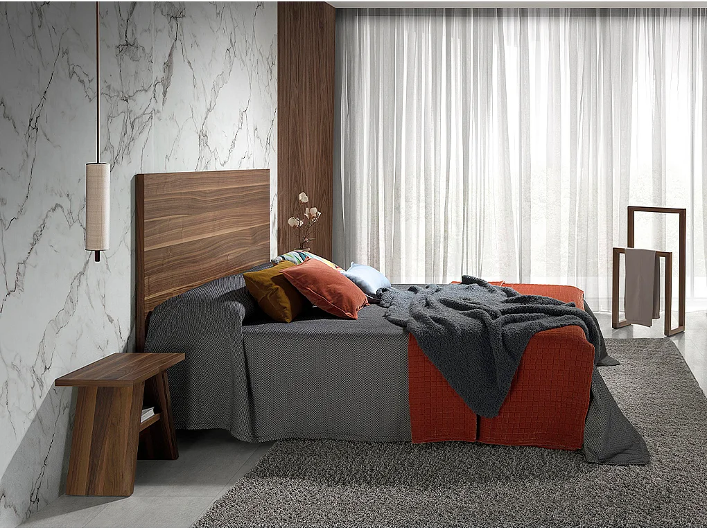 Table de chevet en bois de noyer marron foncé Alex