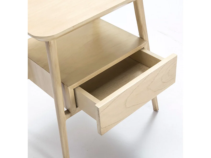 Table de chevet 1 tiroir 1 niche bois massif clair Gus