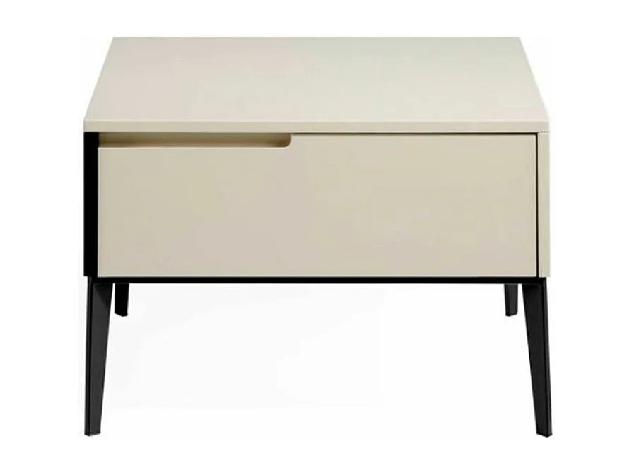 Table de chevet 1 tiroir bois laqué et acier noir Maby-Couleur Alto