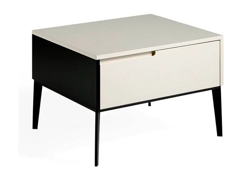 Table de chevet 1 tiroir bois laqué et acier noir Maby-Couleur Alto