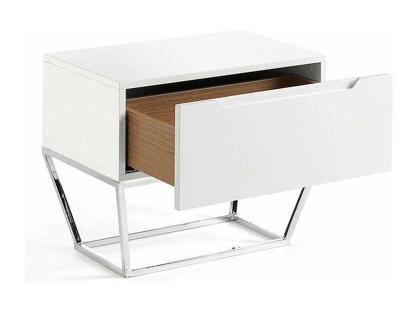 Table d'appoint design 1 tiroir laqué et pieds acier chromé Romus-Couleur Violet