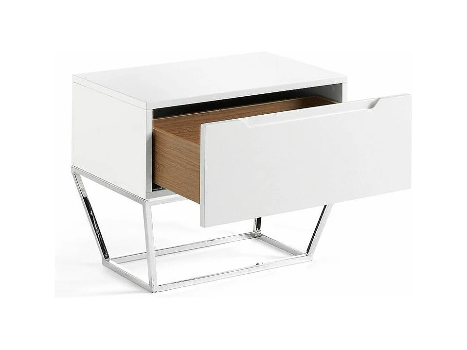 Table d'appoint design 1 tiroir laqué et pieds acier chromé Romus-Couleur Violet