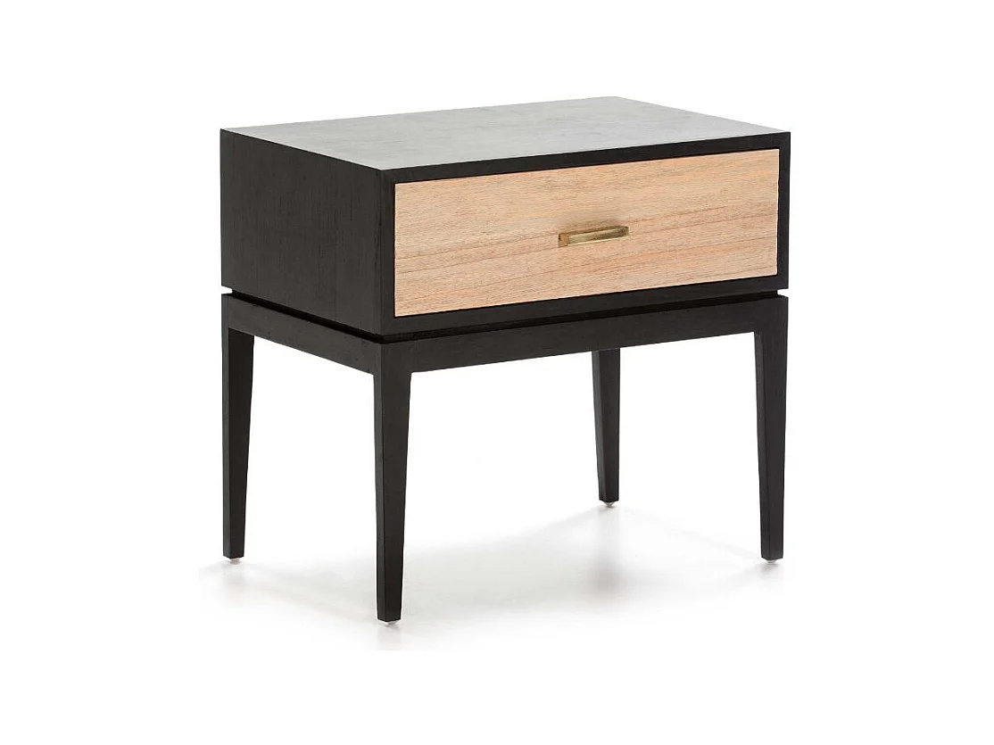 Table de chevet 1 tiroir bois clair et noir Eighty