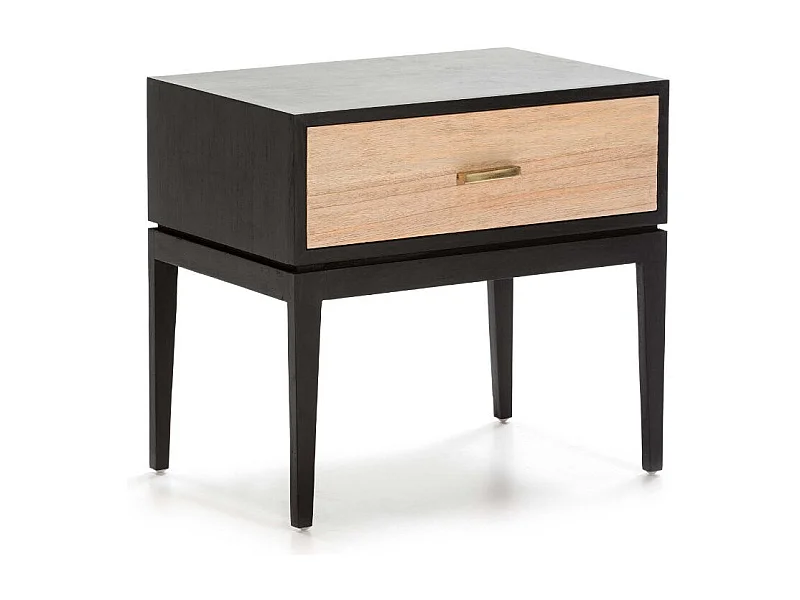 Table de chevet 1 tiroir bois clair et noir Eighty
