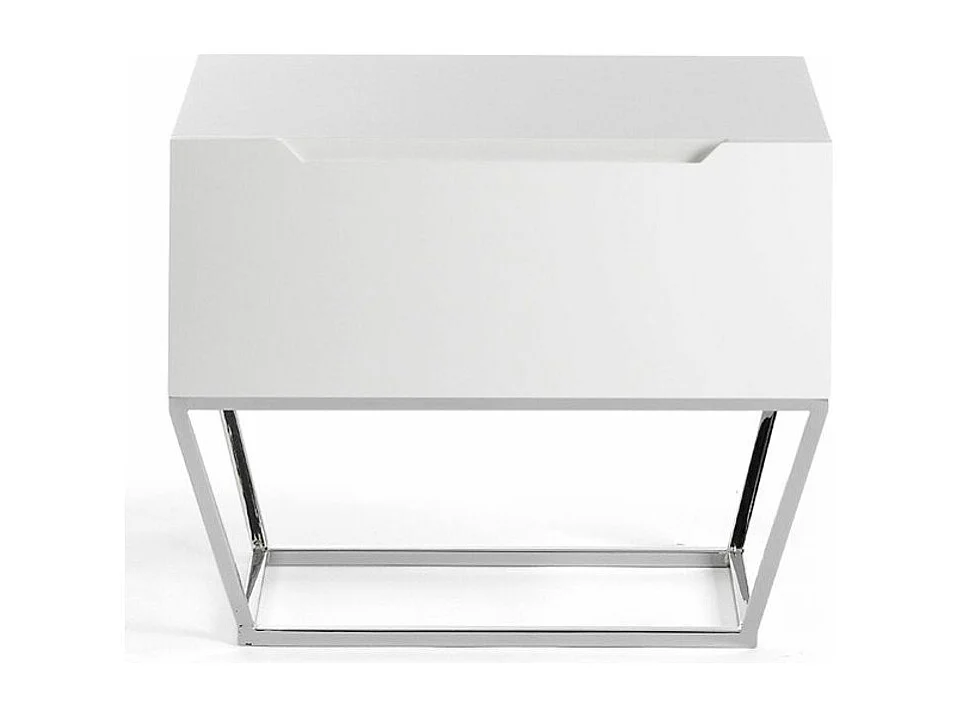 Table d'appoint design 1 tiroir laqué et pieds acier chromé Romus-Couleur Eau de mer