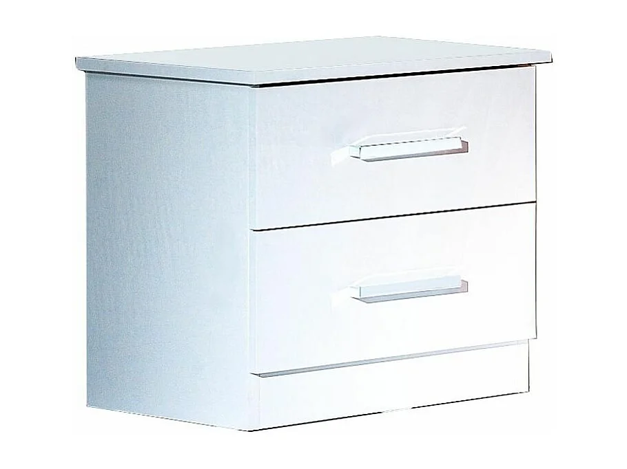 Chevet moderne 2 tiroirs bois blanc laqué Mona 50cm