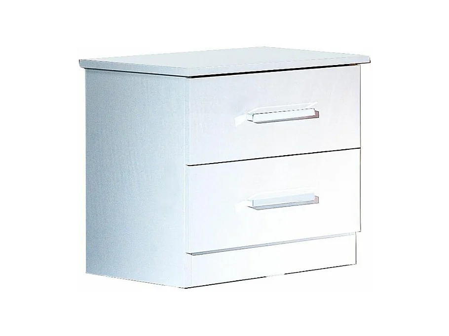 Chevet moderne 2 tiroirs bois blanc laqué Mona 50cm