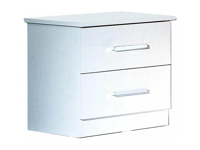 Chevet moderne 2 tiroirs bois blanc laqué Mona 50cm